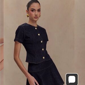 Meshki Black Denim Jacket with Gold Accents,Brand New, size M